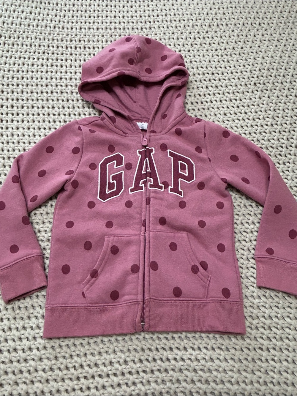 GAP Girls Dusty Rose Polka Dot Zip-Up Hoodie Size 5 years